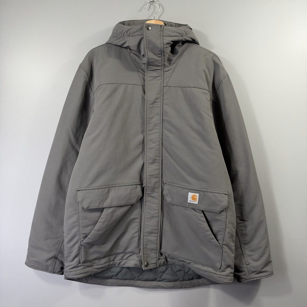 Carhartt Super Dux Coat Mens Medium Gray Hooded Softshell Parka Winter Workwear